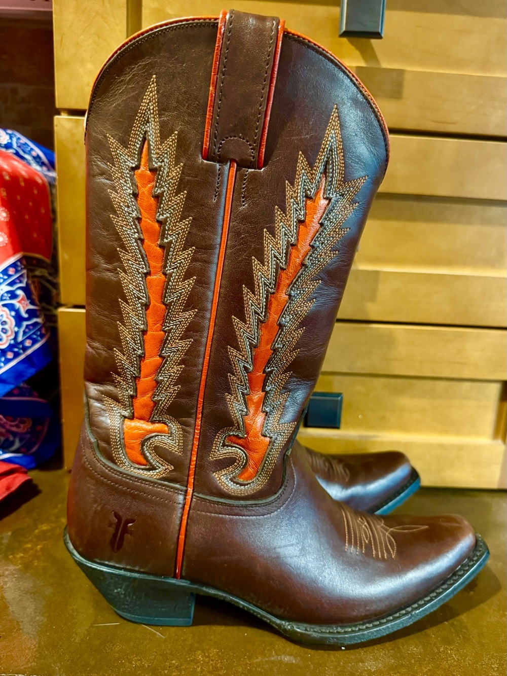 EUC Vintage Frye Bright Orange Leather Boots